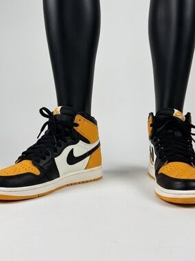 Nike Air Jordan 1 Mid Black White Yellow Sneakers